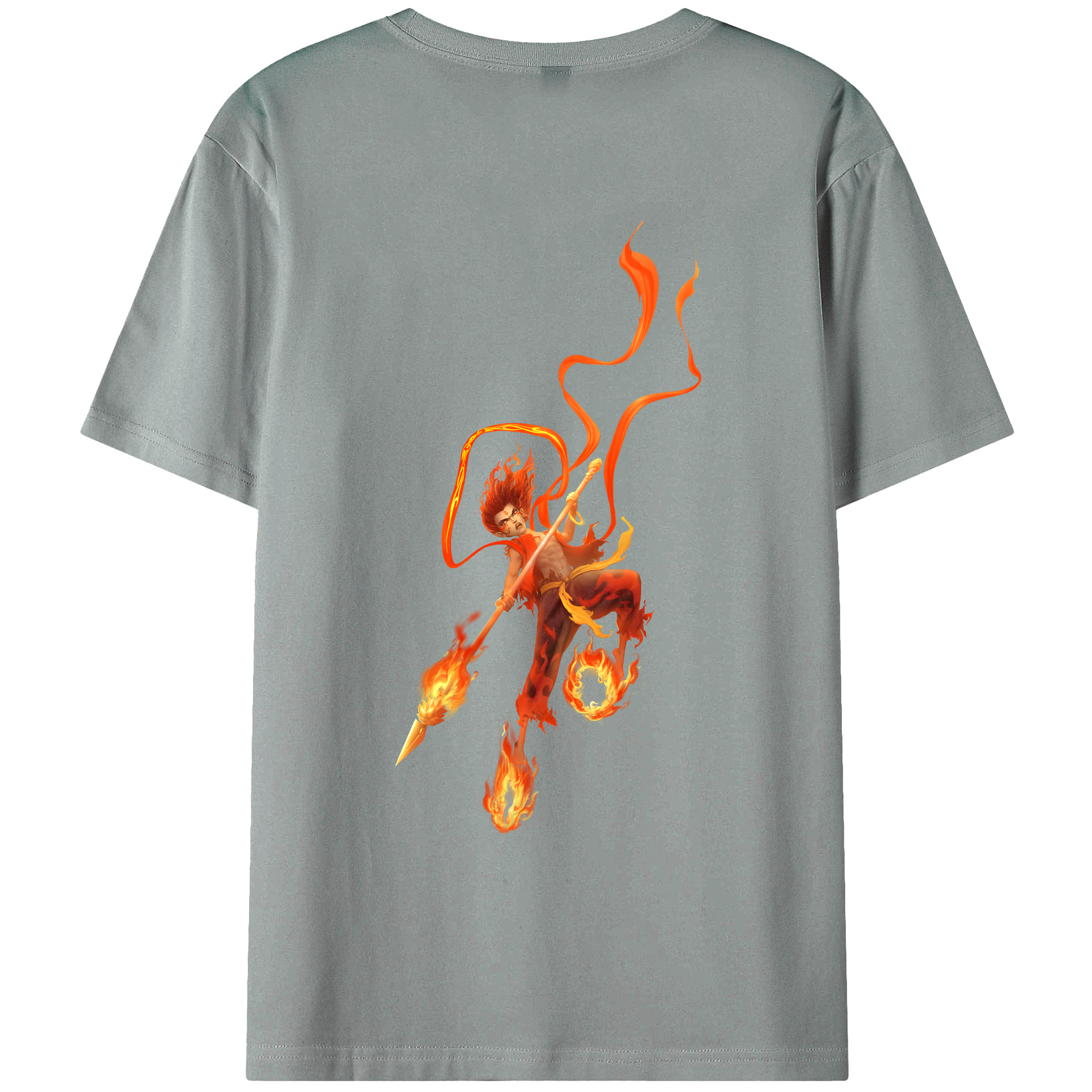 （画像用） Ne Zha 2 ナタ 魔童の大暴れ 綿100％ メンズ半袖Tシャツ（バックプリント） 通気性